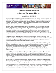 Albertson University Library University of Wisconsin-Stevens Point Annual Report 2009-2010