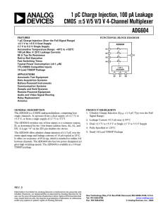 a 1 pC Charge Injection, 100 pA Leakage CMOS ADG604