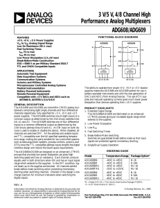 a 3 V/5 V, 4/8 Channel High Performance Analog Multiplexers ADG608/ADG609