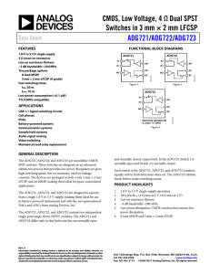CMOS, Low Voltage, 4 Ω Dual SPST / ADG721