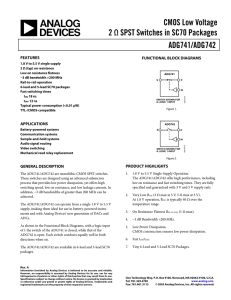 CMOS Low Voltage 2 Ω SPST Switches in SC70 Packages ADG741/ADG742