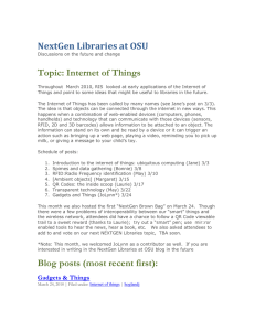 NextGen Libraries at OSU  Topic: Internet of Things