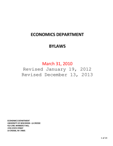 ECONOMICS DEPARTMENT  BYLAWS Revised January 19, 2012