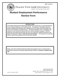 Student Employment Performance Review Form