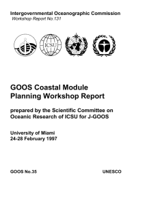 GOOS Coastal Module Planning Workshop Report prepared by the Scientific Committee on