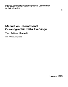 9 Manual o n  International Oceanographic Data Exchange Intergovernmental Oceanographic Commission