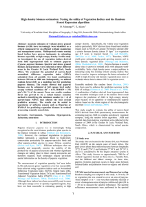 High density biomass estimation: Testing the utility of Vegetation Indices... Forest Regression algorithm