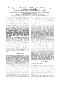 Estimating pasture quality using Landsat ETM+: application for the greenhouse... inventory of New Zealand