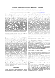 The System for Early Natural Disasters Monitoring in Agriculture