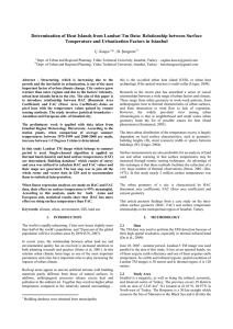 Determination of Heat Islands from Landsat Tm Data: Relationship between... Temperature and Urbanization Factors in Istanbul