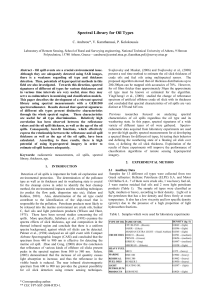 Spectral Library for Oil Types C. Andreou*, V. Karathanassi, P. Kolokoussis