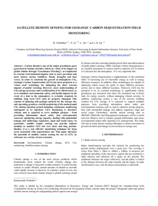 SATELLITE REMOTE SENSING FOR GEOLOGIC CARBON SEQUESTRATION FIELD MONITORING R. Cholathat