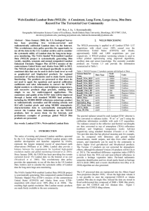 Web-Enabled Landsat Data (WELD):  A Consistent, Long-Term, Large-Area, 30m... Record For The Terrestrial User Community