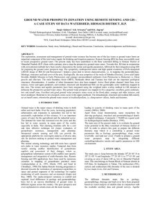 GROUND WATER PROSPECTS ZONATION USING REMOTE SENSING AND GIS -