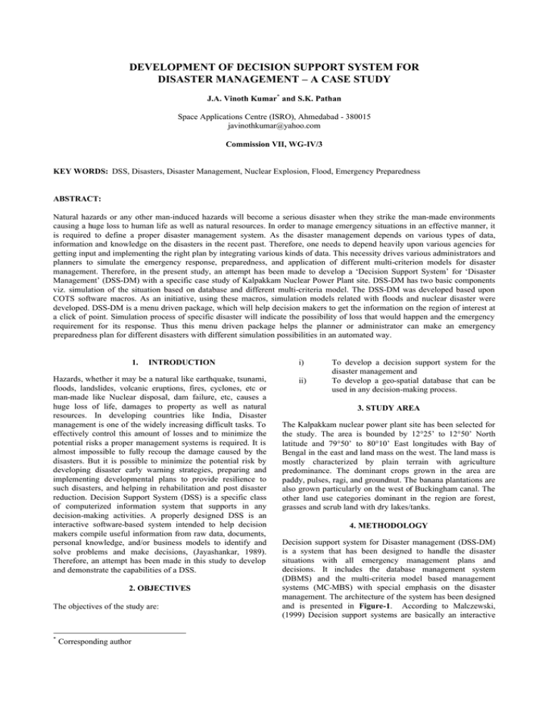 DEVELOPMENT OF DECISION SUPPORT SYSTEM FOR