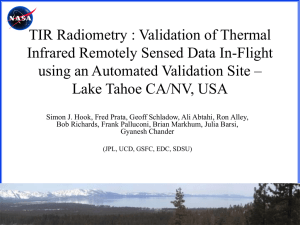 TIR Radiometry : Validation of Thermal Infrared Remotely Sensed Data In-Flight