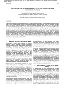 THE POTENTIAL USE OF NEW HIGH RESOLUTION SATELLITE DATA FOR... AND REGIONAL PLANNING