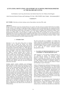 ACTIVATION, MOTIVATION AND SUPPORT OF LEARNING PHOTOGRAMMETRY AT THE BACHELOR’S LEVEL