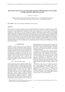 IDENTIFICATION OF CULTIVATED AREA BASED ON PHENOLOGICAL FEATURES