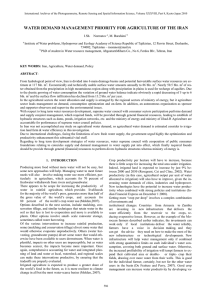 WATER DEMAND MANAGEMENT PRIORITY FOR AGRICULTURE OF THE IRAN