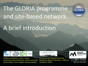 The GLORIA programme and site-based network A brief introduction Reno, Nevada