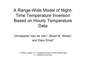 A Range-Wide Model of Night- Time Temperature Inversion Based on Hourly Temperature Data