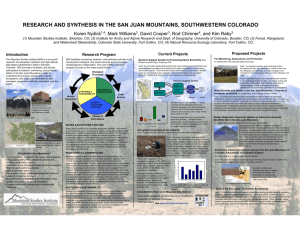 RESEARCH AND SYNTHESIS IN THE SAN JUAN MOUNTAINS, SOUTHWESTERN COLORADO