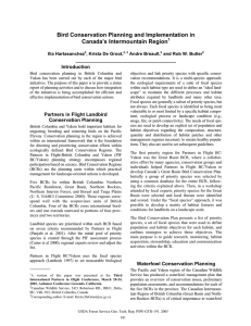Bird Conservation Planning and Implementation in Canada’s Intermountain Region