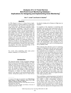 Analysis of U. S. Forest Service Bird Point-Count Monitoring Database –