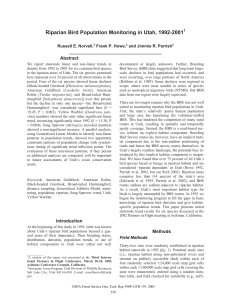 Riparian Bird Population Monitoring in Utah, 1992-2001 Abstract Russell E. Norvell,
