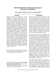 Hierarchical Models and Bayesian Analysis of Bird Survey Information Abstract Introduction