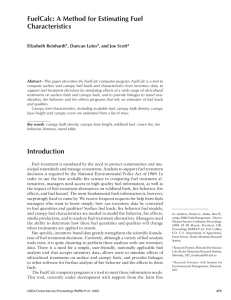 FuelCalc: A Method for Estimating Fuel Characteristics Elizabeth Reinhardt , Duncan Lutes