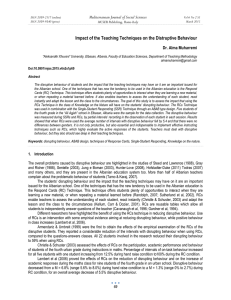 Impact of the Teaching Techniques on the Distruptive Behaviour