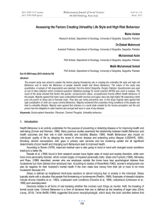 Assessing the Factors Creating Unhealthy Life Style and High Risk... Mediterranean Journal of Social Sciences Maira Aslam MCSER Publishing, Rome-Italy