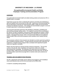 UNIVERSITY OF WISCONSIN - LA CROSSE Occupational/Environmental Health and Safety