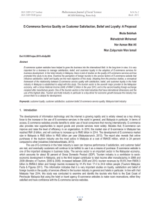 E-Commerce Service Quality on Customer Satisfaction, Belief and Loyalty: A... Mediterranean Journal of Social Sciences Mutia Sobihah Mahadzirah Mohamad