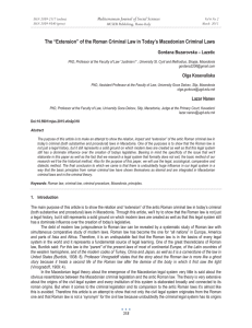 The “Extension” of the Roman Criminal Law in Today’s Macedonian... Mediterranean Journal of Social Sciences Gordana Buzarovska – Lazetic MCSER Publishing, Rome-Italy