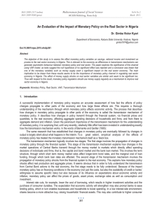 An Evaluation of the Impact of Monetary Policy on the... Mediterranean Journal of Social Sciences Dr. Gimba Victor Kyari MCSER Publishing, Rome-Italy