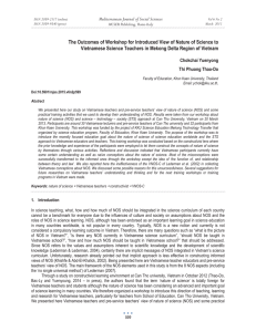 The Outcomes of Workshop for Introduced View of Nature of... Vietnamese Science Teachers in Mekong Delta Region of Vietnam