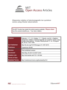 Dispersion relation of electromagnetic ion cyclotron waves using Cluster observations Please share