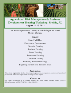 Agricultural Risk Management&amp; Business Development Training Workshop. Mobile, AL August 22-24, 2012