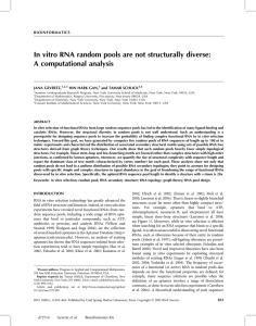 In vitro RNA random pools are not structurally diverse: BIOINFORMATICS JANA GEVERTZ,