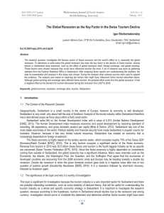 The Global Recession as the Key Factor in the Swiss Tourism... Mediterranean Journal of Social Sciences Igor Shcherbakovskiy MCSER Publishing, Rome-Italy