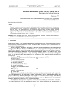 Investment Mechanisms of Pension Insurance and their Role in Kalmykov V.Y.