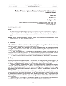 Tactics of Forming a System of Financial Indicators of the... Operational Aspects Mediterranean Journal of Social Sciences Ajupov A.A.