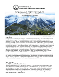 NEW ZEALAND ACTIVE ADVENTURE Overview December 29, 2016 – January 16, 2017