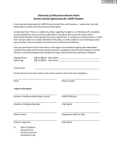 University of Wisconsin-Stevens Point Service Animal Agreement for UWSP Student