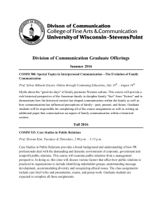 Division of Communication Graduate Offerings Summer 2016