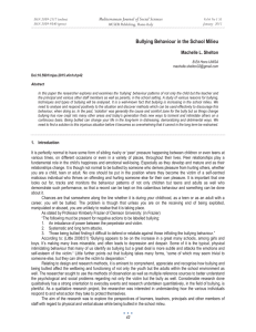 Bullying Behaviour in the School Milieu Mediterranean Journal of Social Sciences