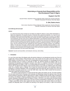 Historicizing on Corporate Social Responsibility and the Kingdom E. Orji, PhD